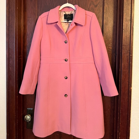 J Crew Lady Day Double Cloth Wool Blend Trench Coat Pink Size 12 - Picture 1 of 3